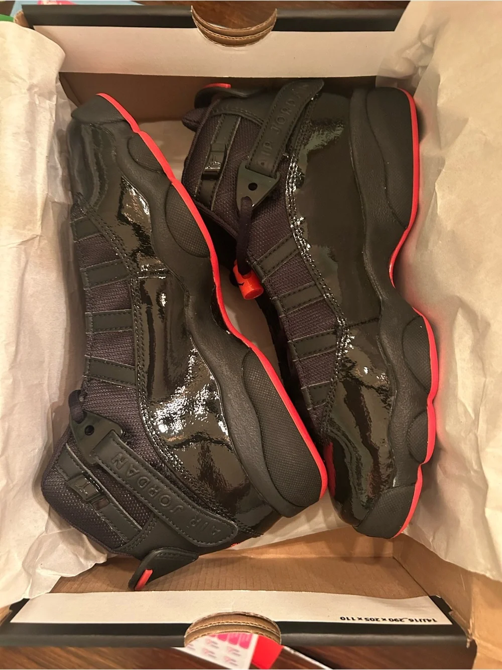 Jordan Boys Black with Red Outsole Retro Sneakers